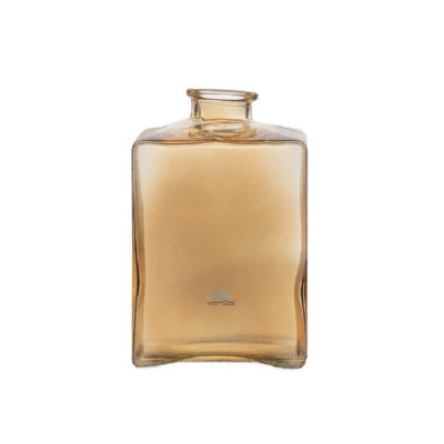 BOTELLA CUADRADA 12 CM- OCRE LUSTRE---