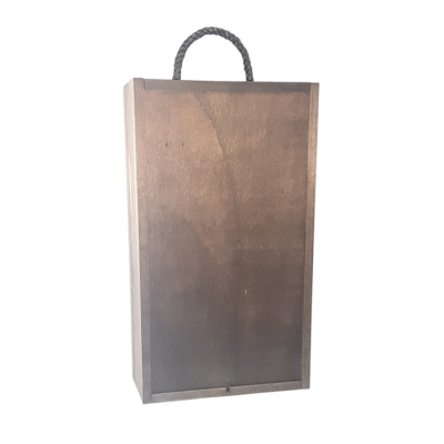 Caja Madera Color Nogal con Asa- 2 Botellas Vino