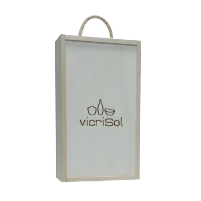 Caja Madera Personalizada con Asa- 2 Botellas Vino