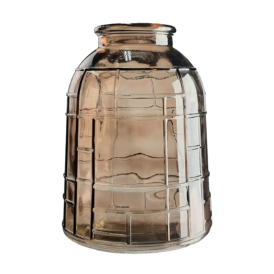 FLORERO CUADROS 33 CM-COLOR MARRON