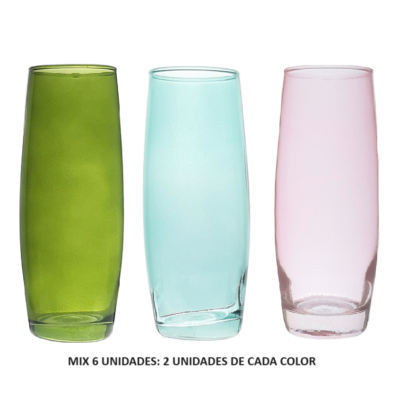 FLORERO NAIRO 24 CM-COLORES VERDE OLIVA, AGUAMARINA Y ROSA