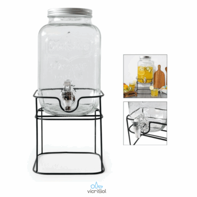 TARRO DISPENSADOR REFRESCO 8 LT.CON GRIFO-SOPORTE METAL